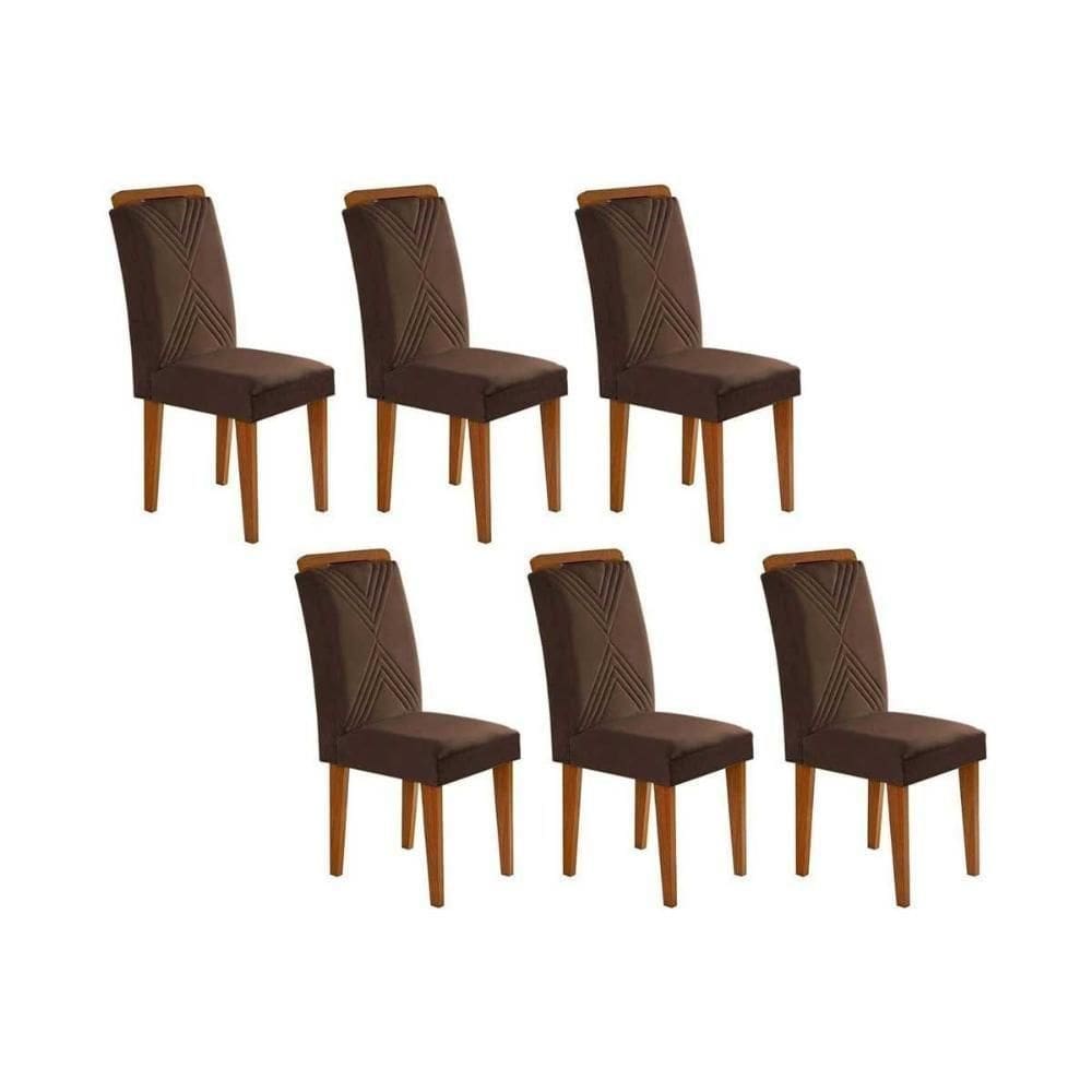 Kit 2 Cadeiras Sala Jantar Amsterdã 6 Un Capuccino Suede Marrom Rufato