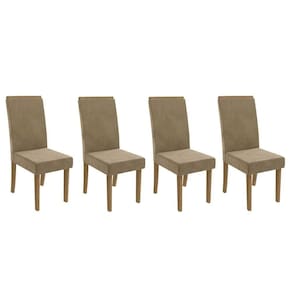 Cadeira De Cozinha 2cad142fr Kit 4 Un Freijó Suede Bege A036