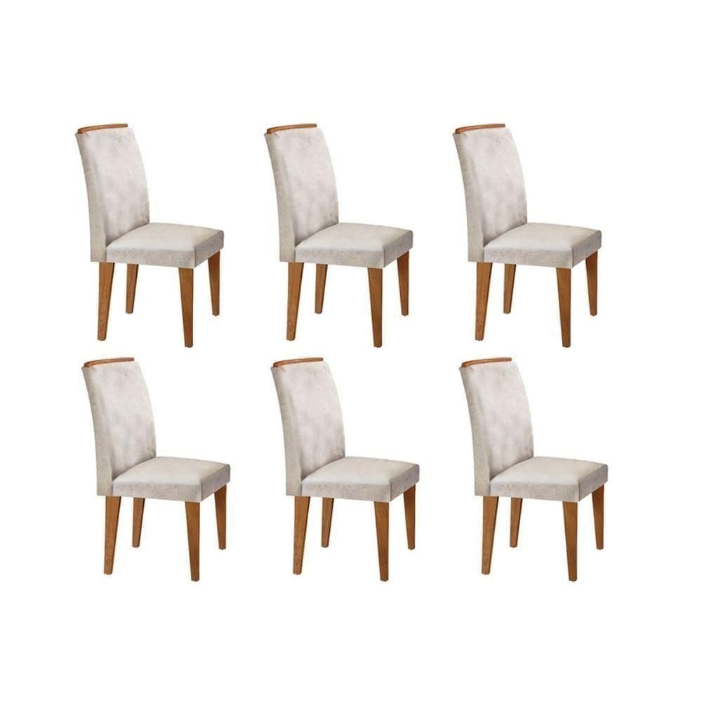 Kit 6 Cadeiras Sala Jantar Lunara 6 Un Imbuia Suede Creme Rufato
