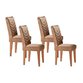 Cadeira De Cozinha Londrina Kit 4 Un Imbuia Suede Capuccino Rufato