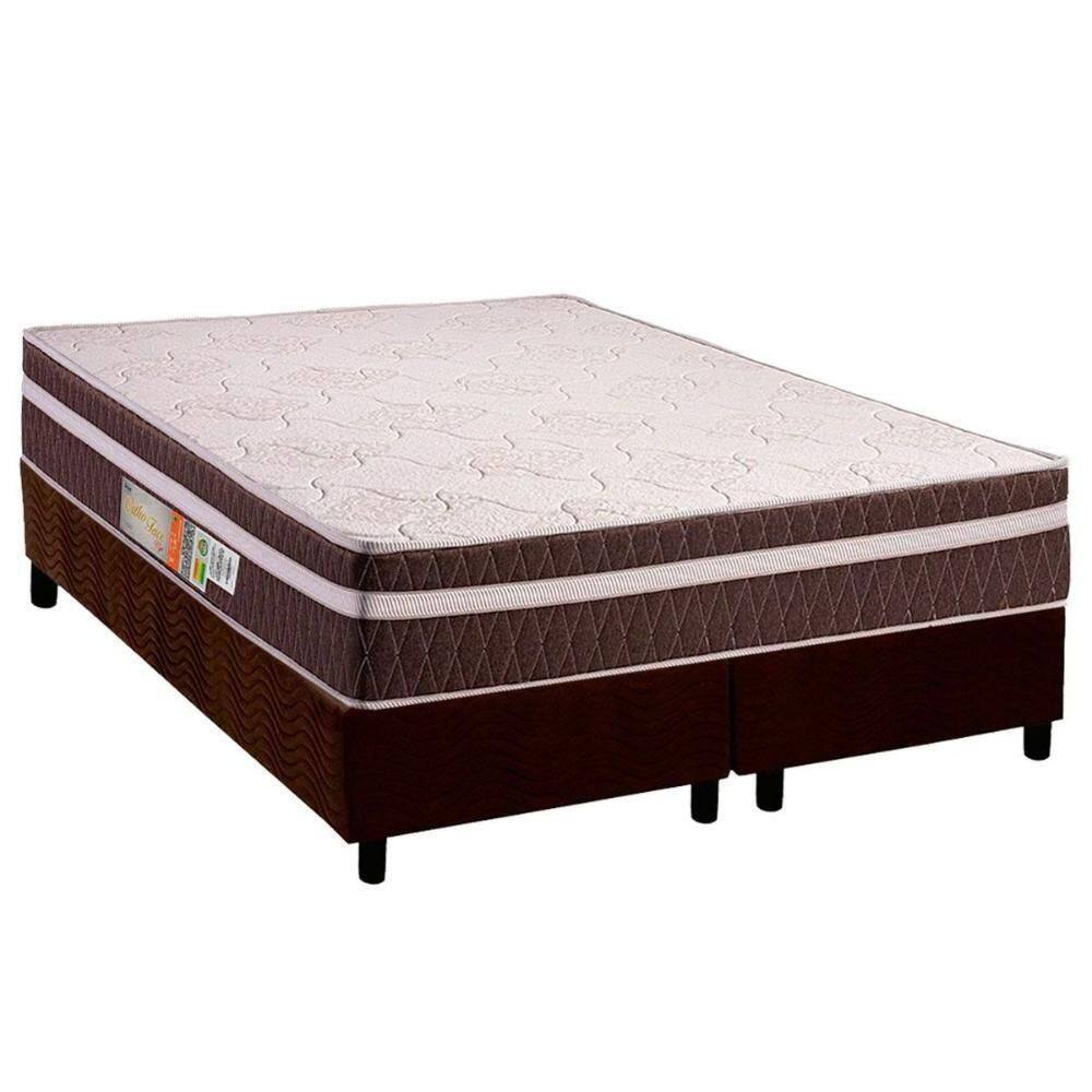 Conjunto Box Queen: Colchão Anatômico Polar D28 Orthoface Vip Brown + Base Crc Suede Brown (158x198)