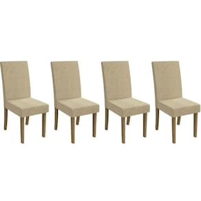 Cadeira Sala De Jantar 2cad131fr Kit 4 Un Freijo Linho Bege Claro A058