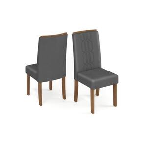 Cadeira De Cozinha Zoe Kit 2 Un Cedro Suede Lunar Grafite