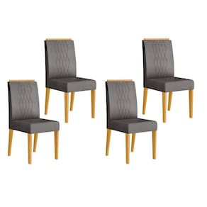 Cadeira De Cozinha Lia Kit 4 Un Cedro Suede Lunar