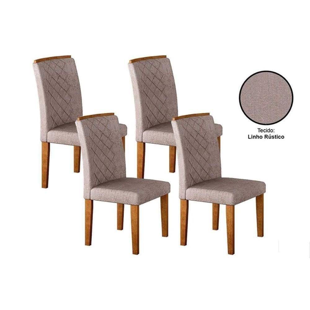 Kit 4 Cadeiras De Cozinha Jade 4 Un Capuccino Linho Bege Turim Rufato