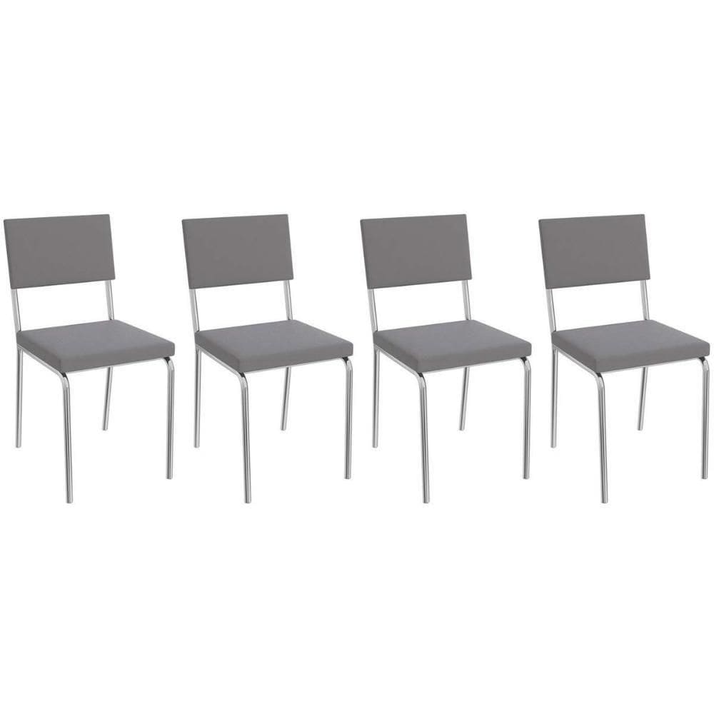 Kit 4 Cadeiras De Cozinha Zaria 2c128 4 Un Cromado Cinza A050 Suede Suede