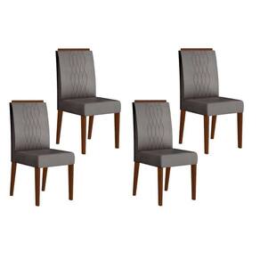 Cadeira De Cozinha Lia Kit 4 Un Freijó Suede Lunar