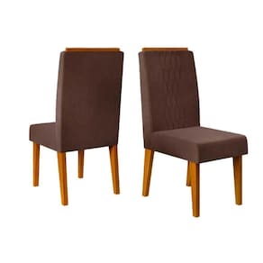 Cadeira De Cozinha Lia Kit 2 Un Cedro Suede Moca Marrom