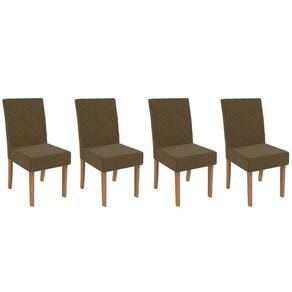 Cadeira De Cozinha 2cad133ng Kit 4 Un Nogueira Suede Marrom A033