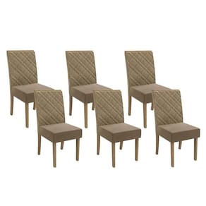 Kit 6 Cadeiras Sala Jantar 2cad149ng 6 Un Nogueira Suede Bege A036