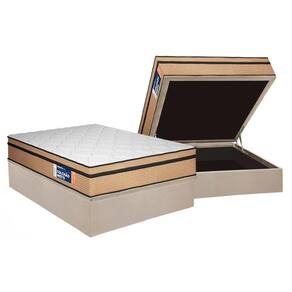 Cama Box Baú Casal: Colchão Anatômico Plumatex D45 Selectus + Base Crc Suede Clean (138x188)