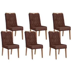 Kit 6 Cadeiras De Cozinha Bia 6 Un Cedro Suede Moca