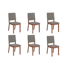 Cadeira De Cozinha Talia Kit 6 Un Freijó Suede Lunar