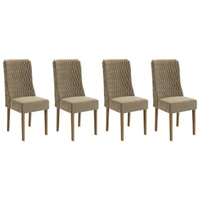 Cadeira De Cozinha 2cad158ng Kit 4 Un Nogueira Suede Bege A036