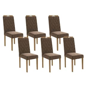 Cadeira De Cozinha 2cad152ea Kit 6 Un Eucalipto Suede Marrom A033