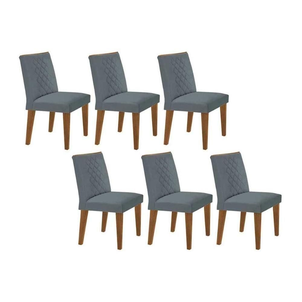 Kit 6 Cadeiras De Cozinha Jade 6 Un Capuccino Suede Grafite Rufato