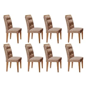 Kit 8 Cadeiras Sala Jantar Imperatriz 8 Un Casal Suede Capuccino Rufato
