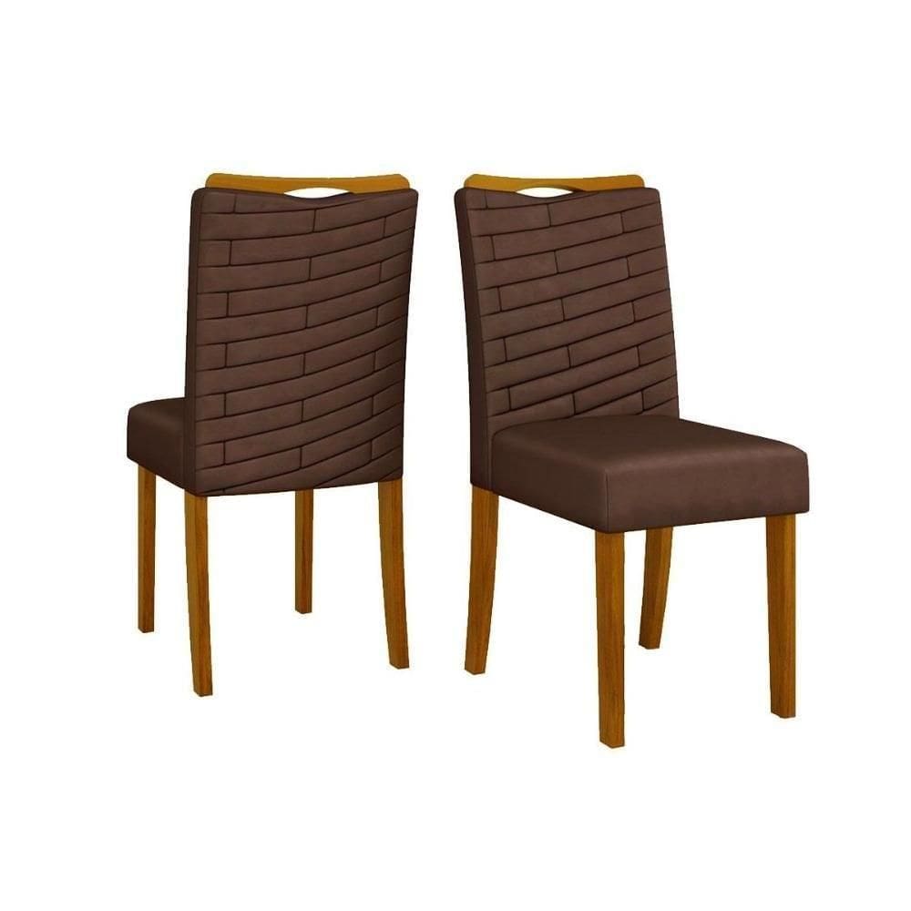 Kit 2 Cadeiras Sala Jantar Julia Cedro Suede Moca Marrom