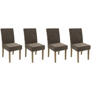 Cadeira De Cozinha 2cad133fr Kit 4 Un Freijó Suede Marrom A033