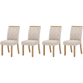 Kit 4 Cadeiras Sala Jantar Vita 4 Un Nature Suede Light Linho