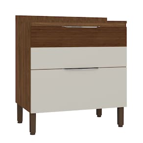 Balcão de Cozinha Com Tampo 80cm Dora K02 Nogueira/Off White - Mpozenato