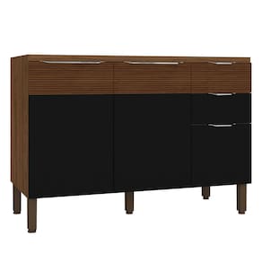Balcão de Cozinha 120cm 3 Portas Dora K02 Nogueira/Preto - Mpozenato