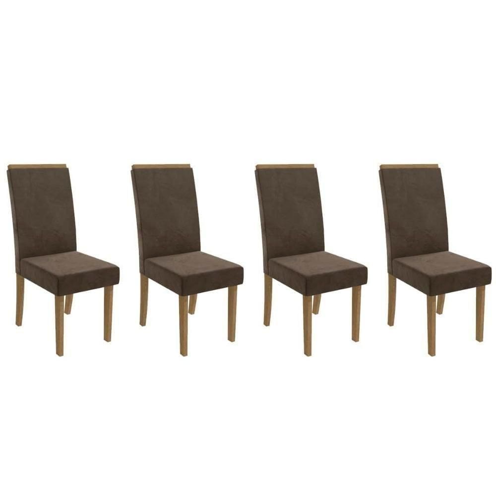 Cadeira De Cozinha 2cad142fr Kit 4 Un Freijó Suede Marrom A033