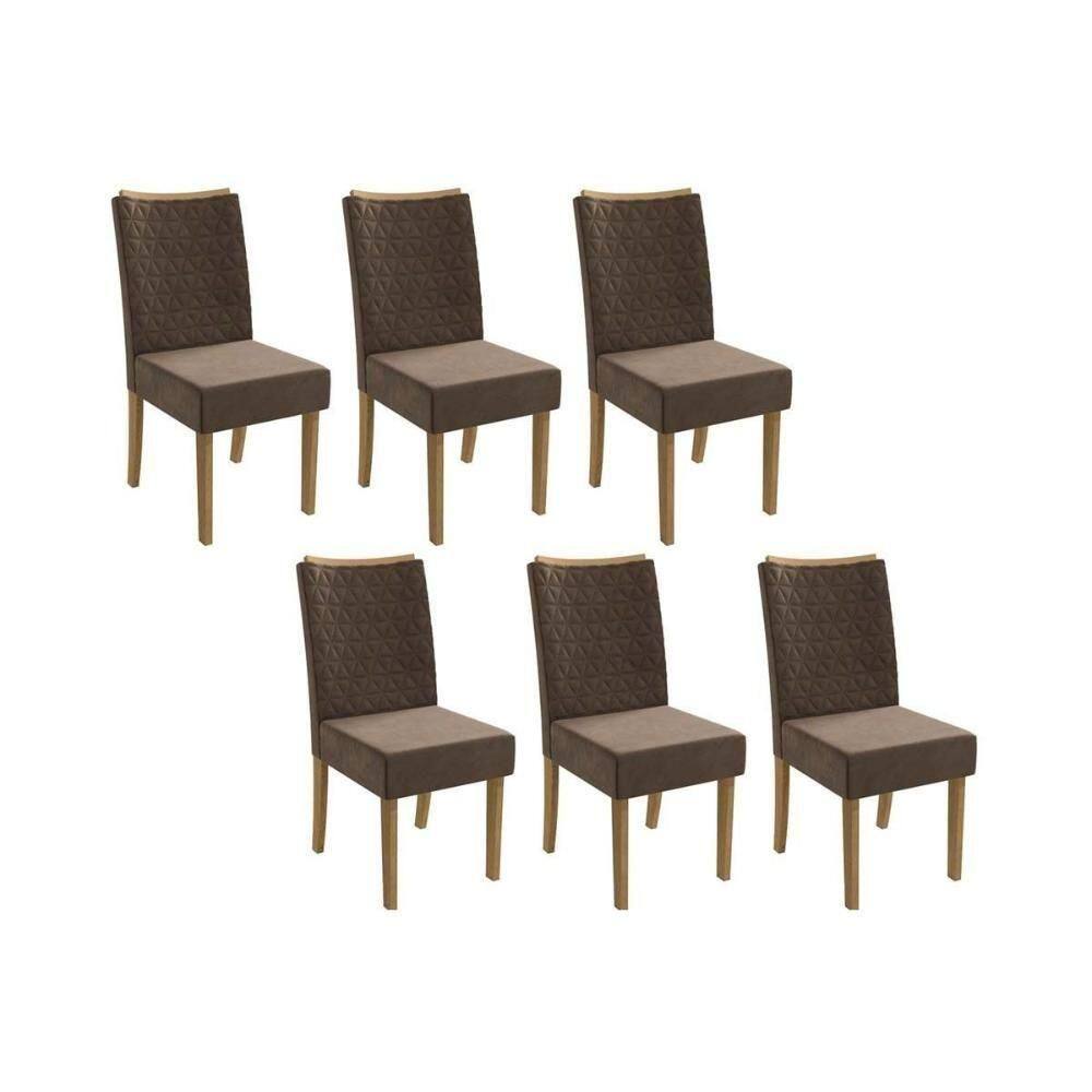 Cadeira De Cozinha 2cad129fr Kit 6 Un Freijó Suede Marrom A033