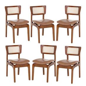 Kit 6 Cadeiras De Jantar Portugal Em Madeira Imbuia Com Tela Rattan Impermeável Caramelo L85