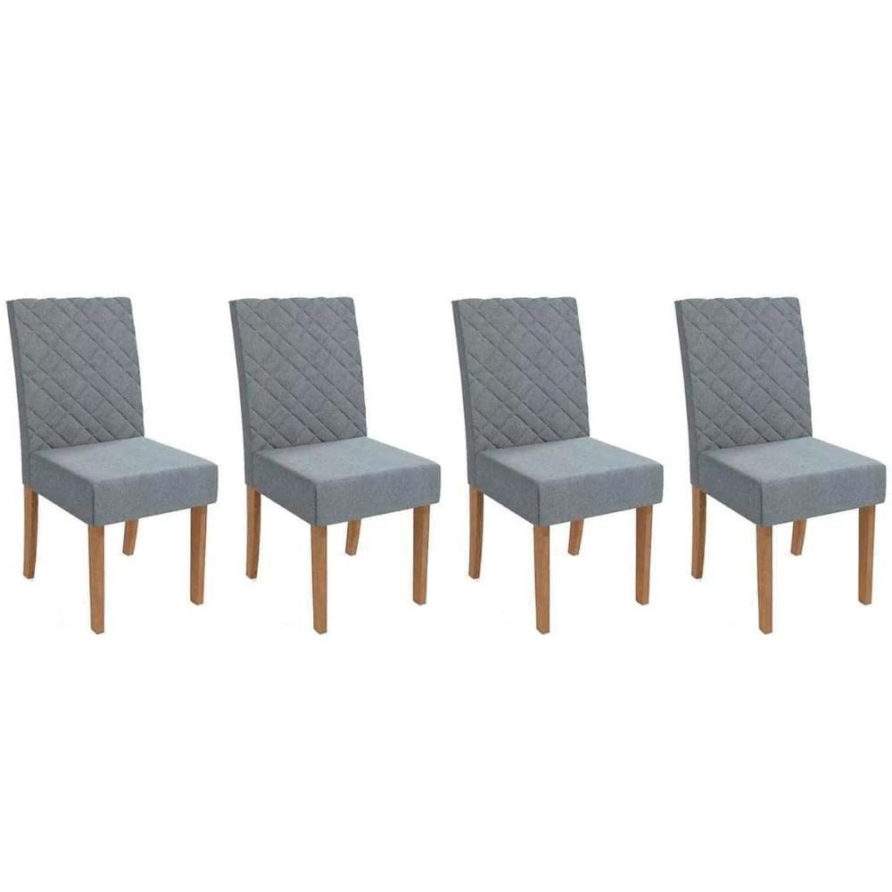 Cadeira De Cozinha 2cad133ng Kit 4 Un Nogueira Suede Cinza Titanio A050