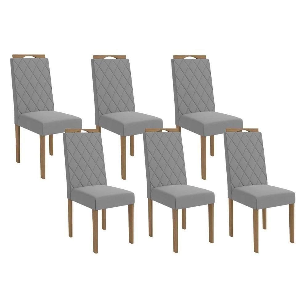 Kit 6 Cadeiras Sala Jantar 2cad152ea 6 Un Eucalipto Linho Cinza A056