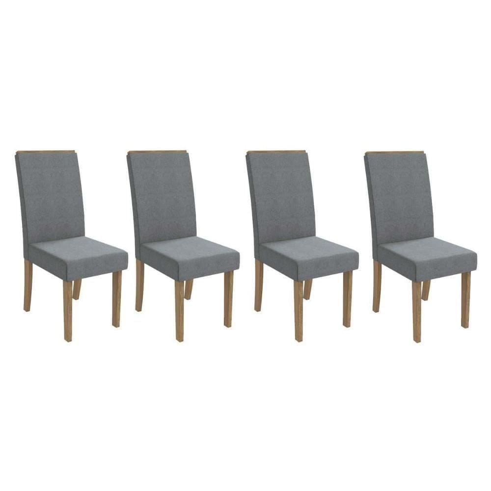 Kit 4 Cadeiras Sala Jantar 2cad142ng 4 Un Nogueira Linho Cinza A056