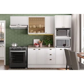 Cozinha Completa 4 Peças Bella 2 Aéreos 1 Balcão 1 Torre Quente C4p197 Branco