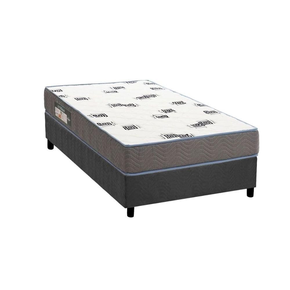 Cama Box Solteiro: Colchão Espuma D33 Ortobom Light Saúde + Base Crc Suede Gray (88x188)
