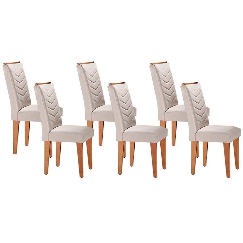 Kit 6 Cadeiras De Cozinha Londrina 6 Un Capuccino Suede Creme Rufato