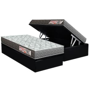 Conjunto Box Baú Solteiro: Colchão Espuma Ortho D23 Comfortpedic + Base Crc Suede Black (88x188)