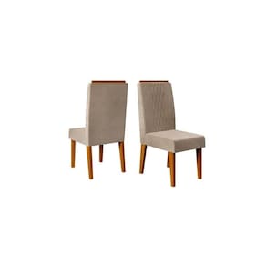 Kit 2 Cadeiras Sala Jantar Lia 2 Un Freijó Suede Kraft Bege