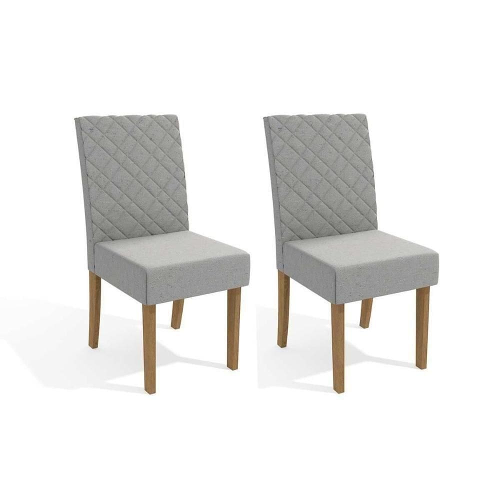 Kit 2 Cadeiras Sala Jantar 2cad133 2 Un Canela Linho Cinza
