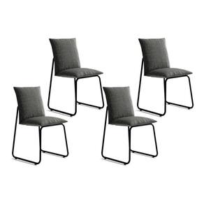 Kit 4 Cadeiras Sala Jantar Soft 1750 4 Uni Preto Linho Grafite Carraro