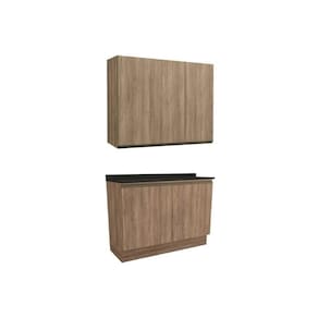 Cozinha Completa 3 Peças Maxxi 1 Aéreo 1 Balcão Complemento C3p10 Nogal Preto Brilho