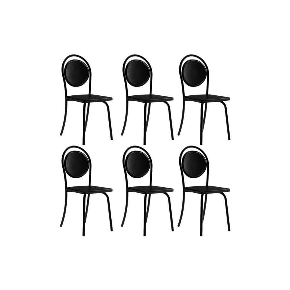 Kit 6 Cadeiras Sala Jantar 1738 6 Uni Preto Courano Preto Carraro