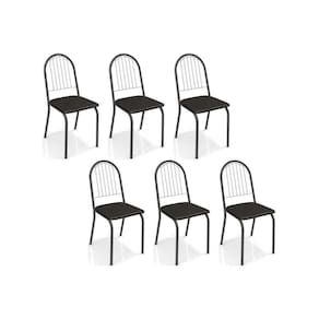 Cadeira De Cozinha Noruega C077 Kit 6 Un Preto Fosco Courano Preto 110
