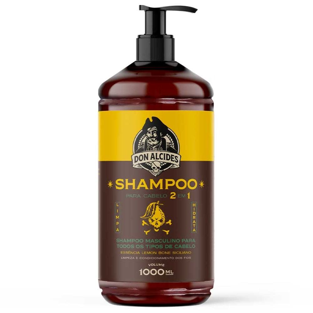 Shampoo Lemon Bone 1 Litro Barbearia 2 em 1 - Limpa e Condiciona Don Alcides