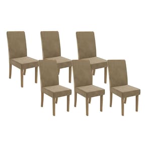 Kit 6 Cadeiras De Cozinha 2cad142ng 6 Un Nogueira Suede Bege A036