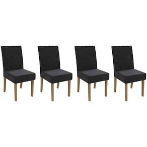 Cadeira De Cozinha 2cad133fr Kit 4 Un Freijó Suede Preto A038