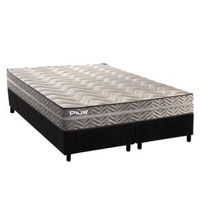 Cama Box Queen: Colchão Espuma D45 Paropas Pasquale Plus Gray + Base Crc Suede Black (158x198)