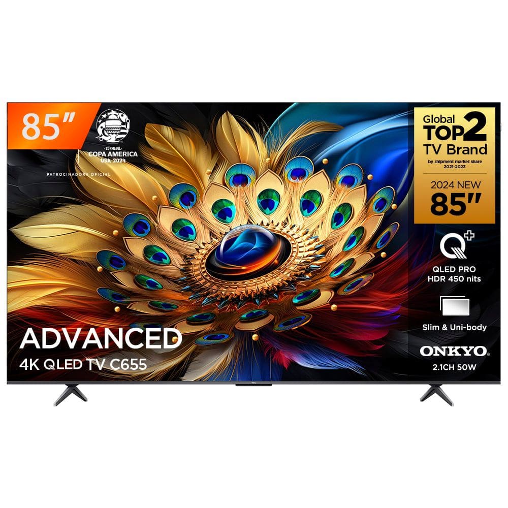 Smart TV QLED 85 Google TV Ultra HD 4K TCL C655 Comando de Voz HDR10 120Hz DLG HDMI 2.1 Bluetooth