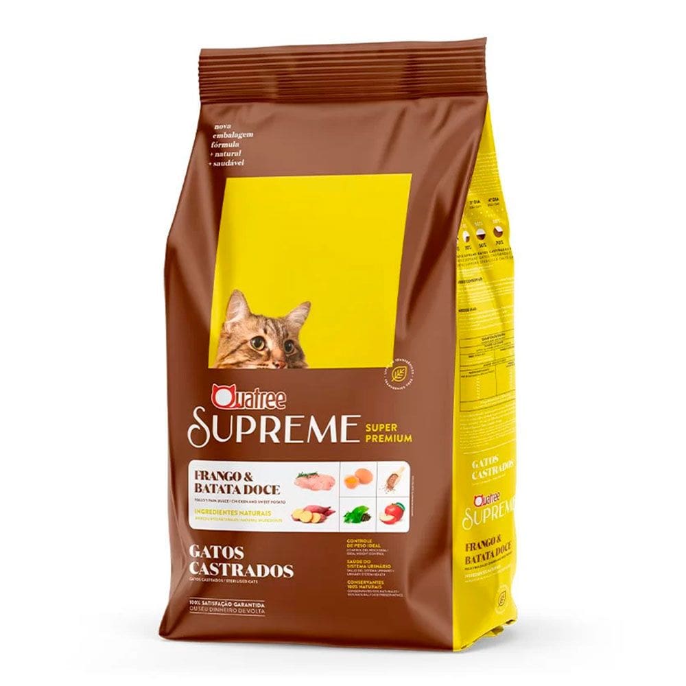 Ração Quatree Supreme Gatos Castrados Frango e Batata Doce 10,1kg