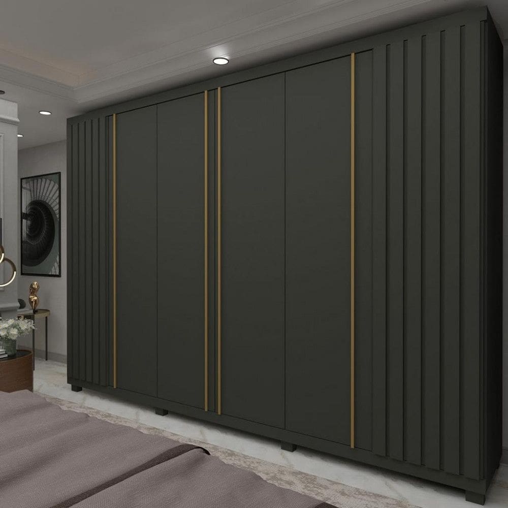 Guarda Roupa Casal Ripado com Pés 6 Portas 100 MDF Absolut New Gelius