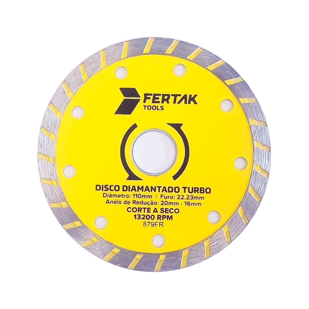 Disco Diamantado Turbo 22,23x110mm 13200RPM Ardósia Granito Mármore Fertak